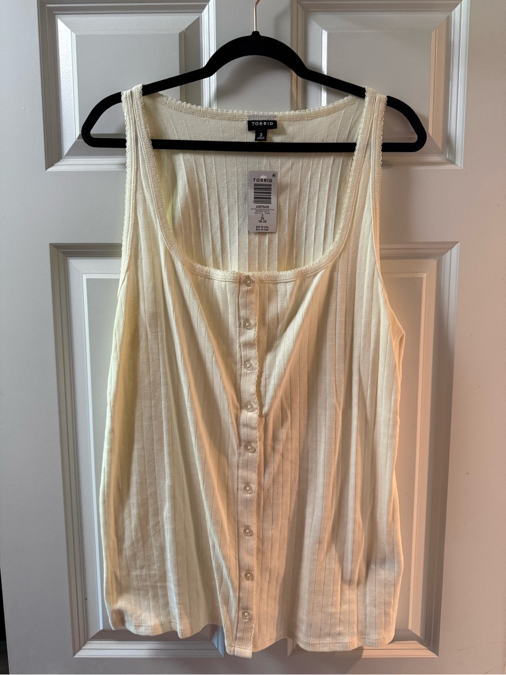 torrid cream ribbed button-front tank